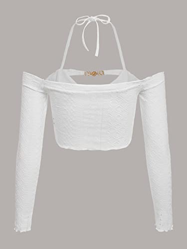 Verdusa-Womens-Cut-Out-Long-Sleeve-Off-Shoulder-Halter-Crop-T-Shirts-Top Verdusa-Womens-Cut-Out-Long-Sleeve-Off-Shoulder-Halter-Crop-T-Shirts-Top
