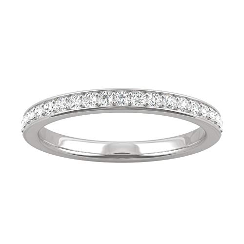 Charles & Colvard 14K White Gold Forever One 1.5mm Round Moissanite Wedding Band, 0.29cttw DEW