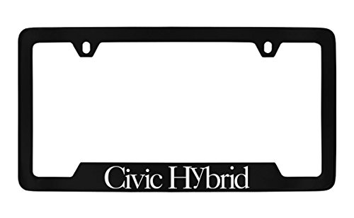 Marco para matrícula de metal negro Honda Civic Hybrid grabado con dos agujeros inferiores