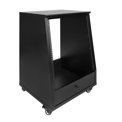 Gator Frameworks Elite Furniture Series 12U Angled Studio Rack with Locking Casters, Black Finish (GFW-ELITESTUDIORK12-BLK)