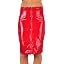 Straight Above Knee Dominatrix Leather Skirt W/ Silver Seam Zipper - Red