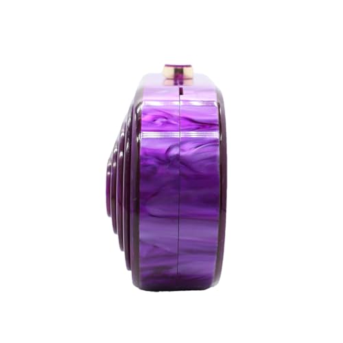 Image of Acrylic Evening Clutch Bag for Women Shell Shape Shoulder Crossbody Bag Glitter Marble Purse Handbag
