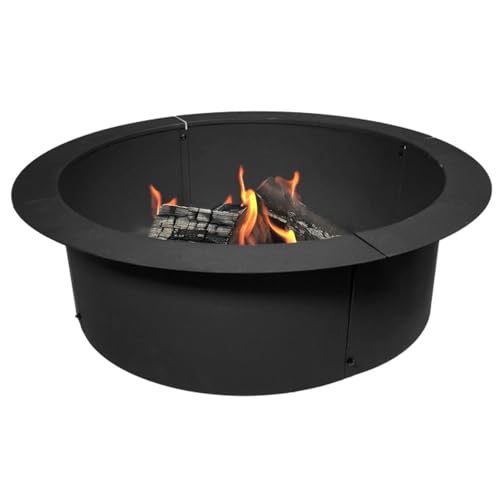 TITAN GREAT OUTDOORS 33" Diameter Steel Fire Pit Liner Ring Heavy Duty DIY In-Ground Outdoor Build Your Own Bonfire