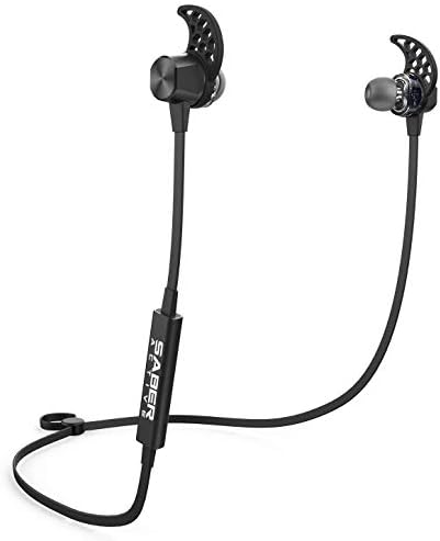 Bluetooth in Ear Headphones V4.1, Wireless Earbuds with Microphone, Sweat Proof Sports Headset, Stereo Running Earphones with 6 Hour Battery, SwiftBuds by SaberActive - Black