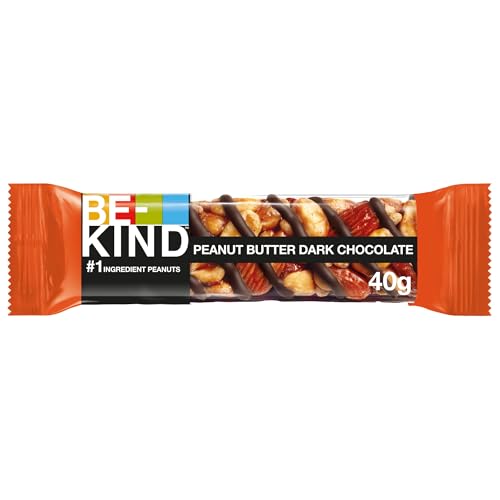 BE-KIND Peanut Butter Dark Chocolate, Pack of 12x40g Snack Bar, Gluten Free Snacks, High Fibre, Source of Protein, No Artificial Preservatives, No Artificial Colors, No Artificial Flavours