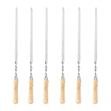 OSALADI 6 Stück Grillspieß aus Edelstahl mit Hitzebeständigem Holzgriff 55cm Lange Marshmallow und Fleischspieße für Camping und Picknick Im Freien
