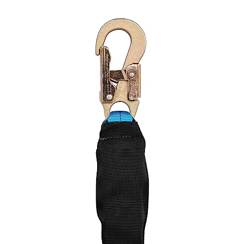 Image of Tractel C003K - Phoenix 3 ft. (.9 m) Shock-Absorbing Safety Lanyard with 3 /4 in. OSHA ANSI Fall Arrest Protection Equipment self-locking snap hook - both ends - one leg, 3ft, Black /Blue