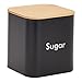Juvale Coffee Tea Sugar Container Set - Black Iron Square, 3 Pack, 48 oz Each - Coffee Bean Storage & Sugar Storage - Countertop Kitchen Canisters with Tight Seal Lids