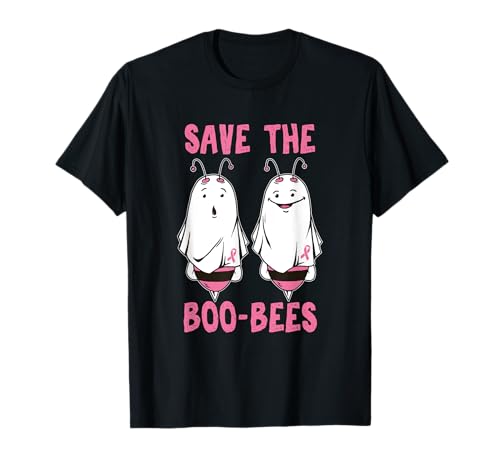 Halloween October Breast Cancer Awareness Saves Boo Bees T-Shirt
