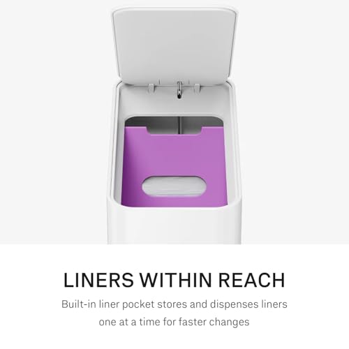 Image of simplehuman Slim Step Can, 9L / 2.4 Gallon Primary Bathroom Trash Can, Liner Pocket, Sleek Internal Hinge, 150,000-Step All-Steel Pedal, Lid Shox Silent Close, White Steel