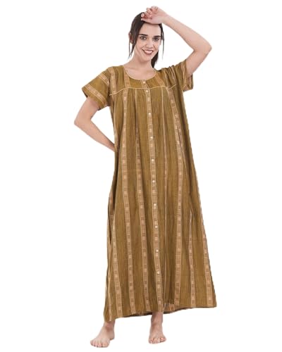 Image of Women's All Over Printed Open Front Cotton Blend Nighty /Maxi /Nightgown /Nightwear WCN-001