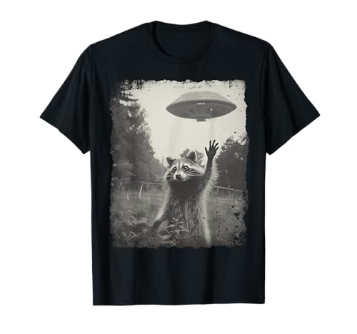 Vintage Hipster Retro Raccoon Streetwear Alien OVNI Mapache Camiseta