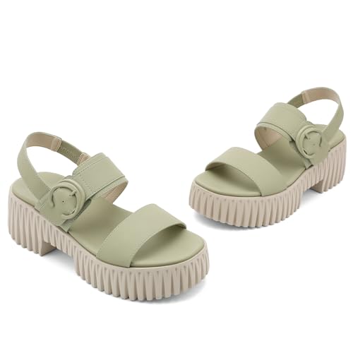 Image of UBFEN Womens Platform Sandals Comfortable Arch Support 2 Adjustable Straps | 2.75'' Lightweight Chunky Heel, Soft Cushioned Footbed, Non-slip for Dressy, Work, and Casual Wear
