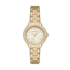 Emporio Armani Women’s Analog Quartz Watch with Stainless Steel Strap AR11609, Gold, bracelet