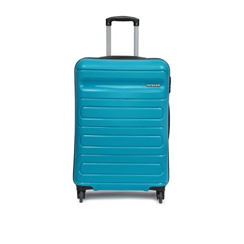 Image of Yayavar Tokyo Dual Colour Hard-Sided Suitcase Bag - 84L| Dual Color Trolley with 4 Spinner Wheels, Number Lock, Water Resistant | Luggage Bag for Travel (Teal & Black, 66cm, Medium)