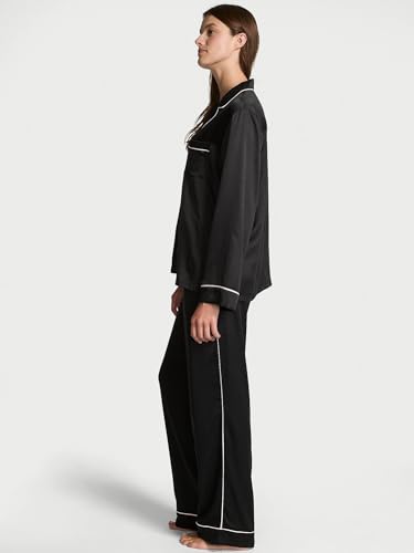 Image of Victoria's Secret Satin Pajama Set, Long Sleeve Button Down Shirt & Pants, Sleepwear for Women (XS-XXL)