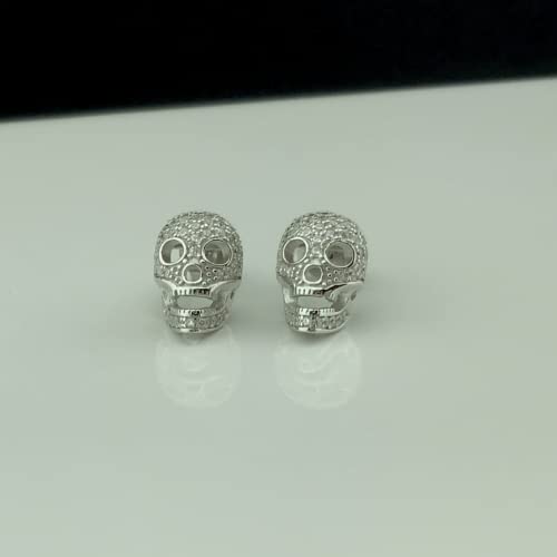 Rhodium Plated Sterling Silver Cubic Zirconia Skull Womens Earrings, Comes Gift Ready, Unique Gifts For Women - 11Mm #TOP1