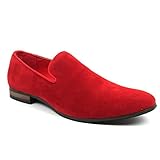 New Men's Suede Slip on Loafers Modern Dress Shoes Azar (11 U.S (D) Medium, RED)