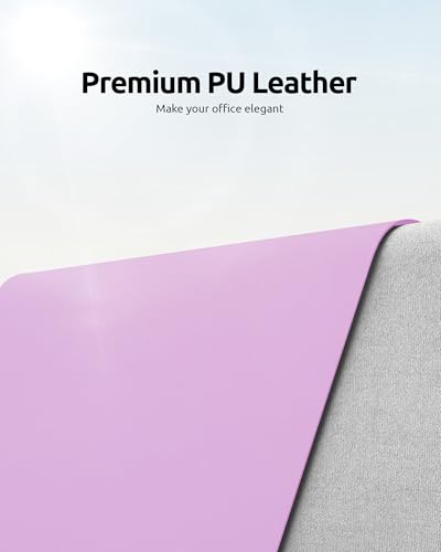 Image of YSAGi Leather Desk Protector, Office Mat, Large Mouse Mat, Non-Slip PU Leather Blotter, Laptop Desk, Waterproof Writing Pad for Office and Home (Taro Purple, 35.4 inch x 17 inch)