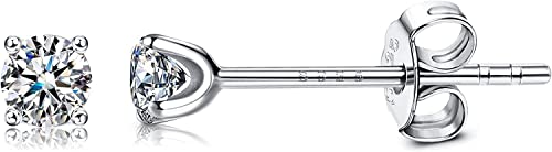 Morfetto Pendientes de Botón de Moissanita 0.1ct Corte Redondo Brillante Color D VVS1 Claridad Pendientes de Diamantes Creados en Laboratorio Pendientes de Botón de Moissanita de Plata Esterlina