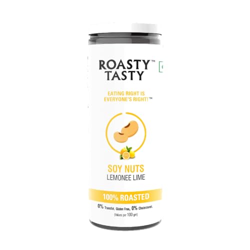 Image of Roasty Tasty Roasted Soy Nuts Snacks | Lemonee Lime | Crunchy & Tasty Snacks | Zero Cholesterol, Gluten-Free | Healthy Roasted Namkeen Snacks | Roasted Snack, Not fried Snack I Snack for Weight Loss I Protein Snack I Healthy Snacks | Pack of 1 - 150g