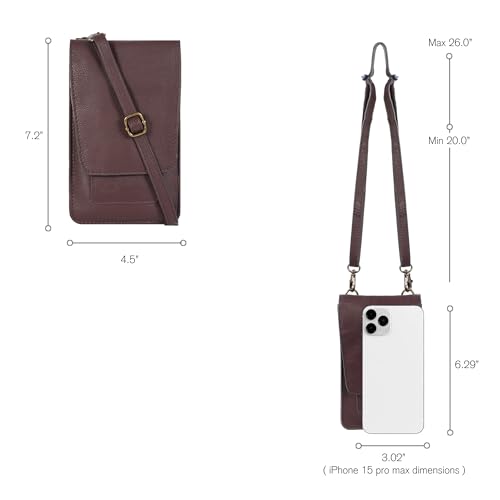 Image of Oak Leathers Small Crossbody Bag For Women - Mini Cell Phone Purse - Crossover Wallet Bag With Adjustable Shoulder Strap