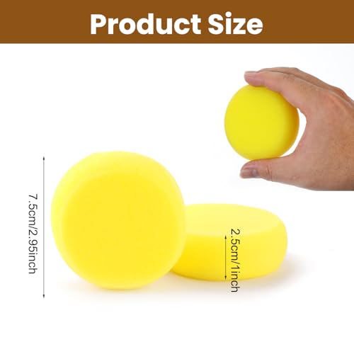 10 Pcs Paint Sponge,Big Grout Sponge,Art Round Sponges for Face Painting Soft Pottery Sponges for Clay Craft Face Painting for Watercolor Art Crafts Ceramics Artist (3inch Yellow) - Thumbnail 2