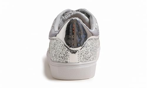 Image of FEVERSOLE Women's Fashion Lace Up Dress Sneakers Sparkly Party Shiny Shoes