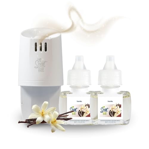 Scent Fill Vanilla Plug in Air Freshener Scented Oil Refills 2 Refills + Diffuser