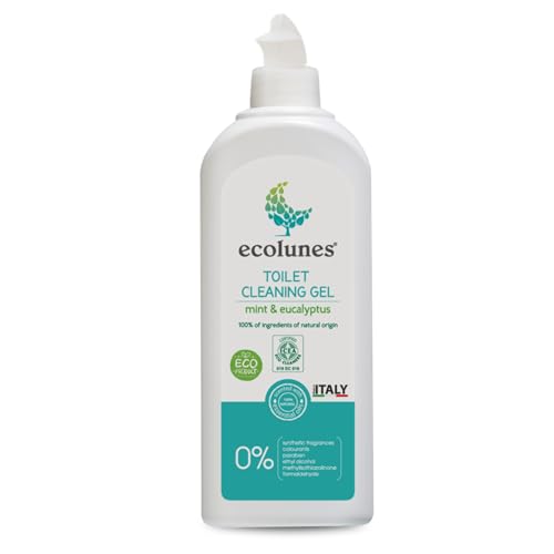 Ecolunes gel limpiador de inodoro, menta y eucalipto, 100% ingredientes de origen natural, no provoca alergias, está formulado con potentes detergentes de origen vegetal, 500 ml