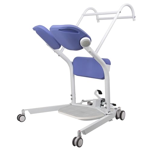 Sit to Stand Lift for Elderly Manual Patient Lift with Adjustable Chassis Transfer Lift Aid for Wheelchair & Toilet Heavy Duty Handicap Lift Assist for Home 400 Pound Weight Capacity