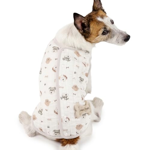 ペットパラダイス 犬 服 秋 いぬ柄 ふわりと キルティング ベスト 背中開き 着せやすい ブランド カジュアル おしゃれ かわいい かっこいい ホワイト 小型犬 【参考 SS トイプードル パピヨン (〜5kg) ペットパラダイス国内直営店72店舗展開2