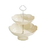 Generic 二重層フルーツプレート トレイ – 収納便利 キッチンダイニング対応 パーティー用品整理 取っ手付きで移動楽々 (ホワイト)