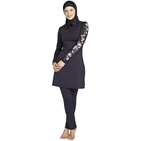 ziyimaoyi Muslim Swimwear Women Modest Swimsuit Beachwear Islamic Swimming Clothes for Girls Hijab Burkini (6XL, Black) Cover