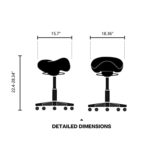 Image of Saddle Stool Swivel Height Adjustable with Wheels Wobble Rolling Stool for Medical Massage Salon Kitchen Spa Drafting Lab Clinic Dentist, Ergonomic Hydraulic Seat Chair Office Stool