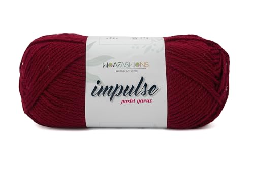 Image of WOAFashions Impulse Hand Knitting & Crochet Yarn, Premium Acrylic, 4 : Medium (Rouge) (3x100gms / 3.5oz / 200mtr / 218yds)