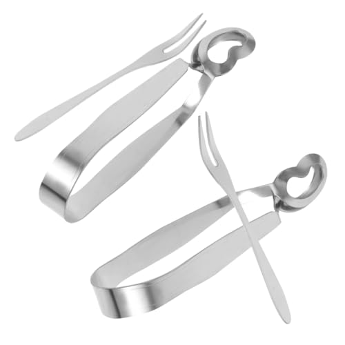 IMIKEYA 4piezas Pinzas y Tenedores Para Caracoles Acero Inoxidable Multifuncionales Para Servir Casa y Restaurantes