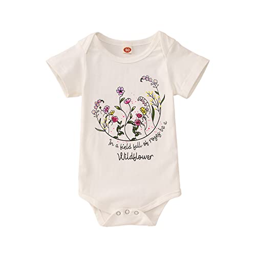 Image of CM C&M WODRO Baby Girl Romper Infant Wild Flower One Piece Jumpsuits Floral Bodysuit Short Sleeve Summer Clothes Outfit