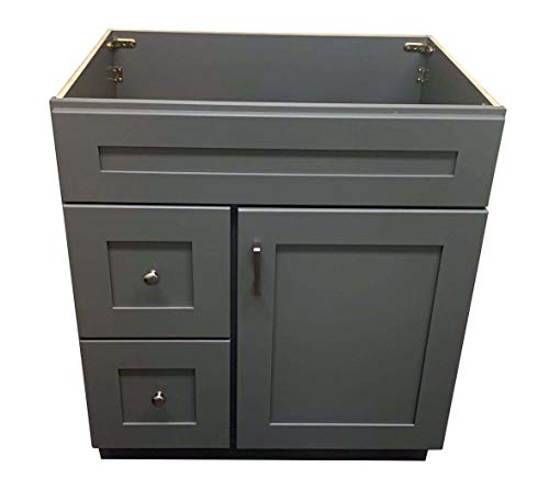 New Grey Shaker Single-Sink Bathroom Vanity Base Cabinet 30" Wide X 21" Deep Gs-V3021Dlr #TOP2