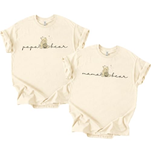 Image of Mama Bear & Papa Bear T-Shirt for Couples - Cute Couple Matching Tees - Unisex Classic Fit Short Sleeve Top