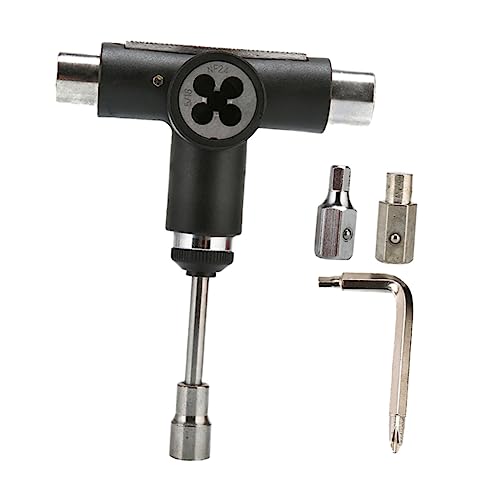 MUSISALY One Portable T Tool for Skateboards and Cruisers Multifunctional Lightweight Skate Tool for Easy Repairs and Adjustments Black