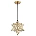 DAYCENT Brass Moravian Star Light in Seeded Glass Pendant Lights Fixture, 11-in