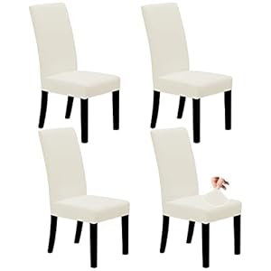 Easy-Going Dining Chair Covers Stretch Dining Room Chair Covers Set of 4, Parsons Chair Slipcovers for Dining Room, Ceremony, Banquet, Ivory