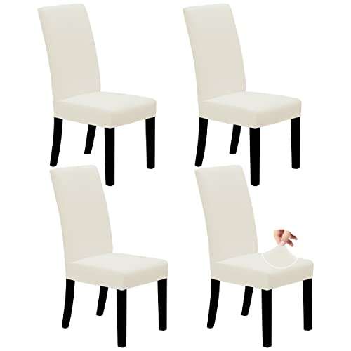 Easy-Going Dining Chair Covers Stretch Dining Room Chair Covers Set of 4, Parsons Chair Slipcovers for Dining Room, Ceremony, Banquet, Ivory