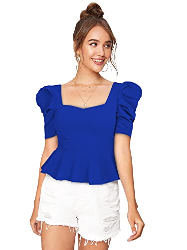 Image of ILLI LONDON Women's Puff Sleeve Peplum TOP