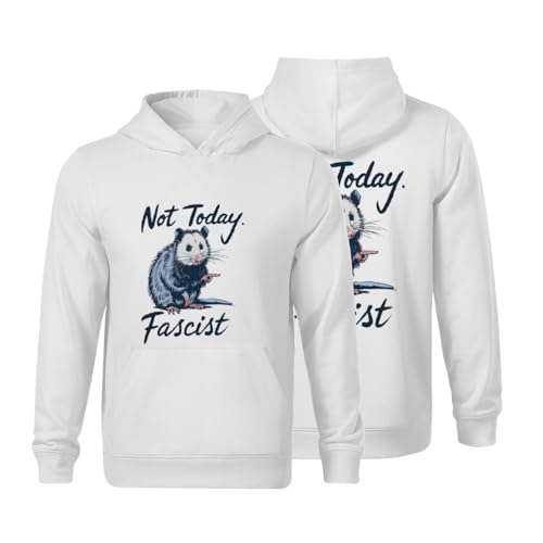 Kids Cute Not Today Fascist Funny Possum Meme Smash Fascism Boys Girls Lightweight Kangaroo Pocket Fleece Hoodies