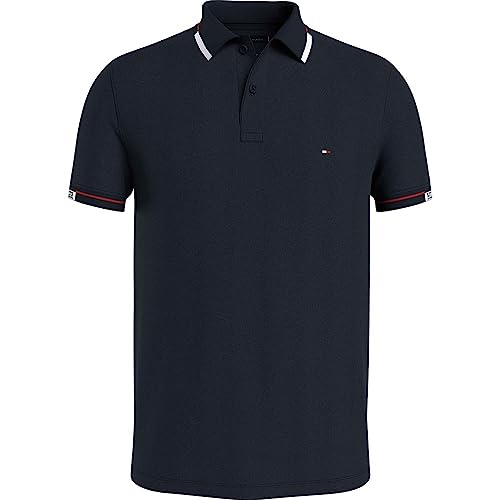 Tommy Hilfiger Herren Poloshirt Kurzarm Slim Fit, Blau (Desert Sky), M