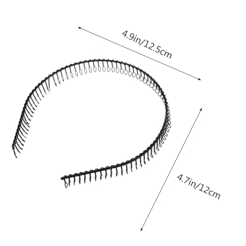 minkissy Metal Headband Black Metal Teeth Comb Headband Non-Slip Elastic Wave Hair Band Hair Accessories for Women (Black) - Image 2