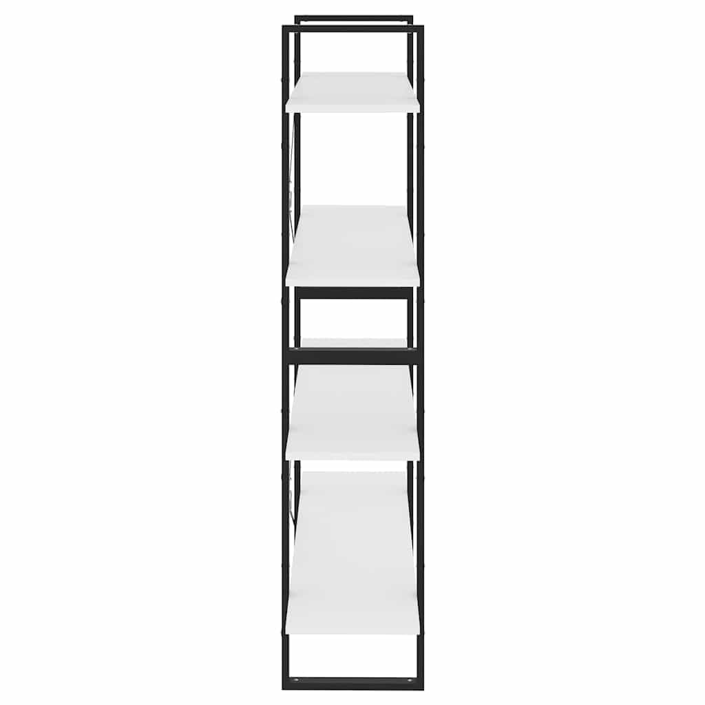 Libreria a 4 scomparti, bianco, 100 x 30 x 140 cm, in legno e