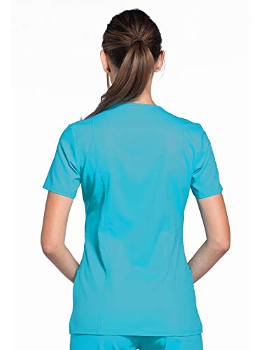 image for Cherokee Scrubs Top for Women Mock Wrap with 3 Pockets, Soft, 2-Way St